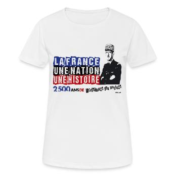 De Gaulle NOIR - T-shirt respirant Femme - blanc - Devant - AI Model Female 172 dark (172cm)