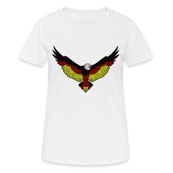 Adler ,Schwarz, Rot, Gold,Flagge,Deutschland, - Frauen T-Shirt atmungsaktiv - Weiß - Vorne - AI Model Female 172 dark (172cm)