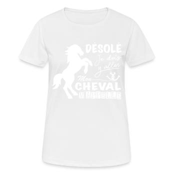 Cheval Shirt • Equitation Cavalier • Poney Cadeaux - T-shirt respirant Femme - blanc - Devant - AI Model Female 172 dark (172cm)