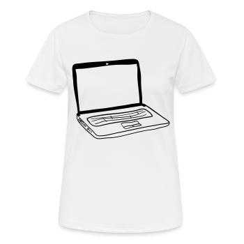 Laptop - Frauen T-Shirt atmungsaktiv - Weiß - Vorne - AI Model Female 172 dark (172cm)
