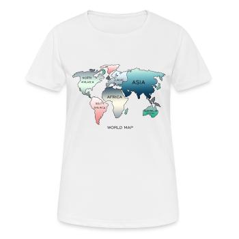 Weltkarte, World Map - Frauen T-Shirt atmungsaktiv - Weiß - Vorne - AI Model Female 172 dark (172cm)