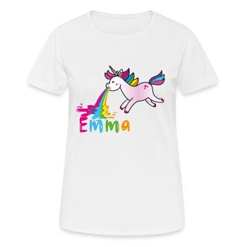 emma vomiting unicorn, rainbow - Women's Breathable T-Shirt - white - Front - AI Model Female 172 dark (172cm)