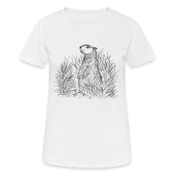 Dessin de marmotte alpine - T-shirt respirant Femme - blanc - Devant - AI Model Female 172 dark (172cm)