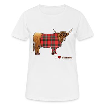 Scottish Highland Cattle, Tartan, - Women's Breathable T-Shirt - white - Front - AI Model Female 172 dark (172cm)