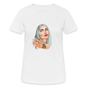 Portrait of a beautiful woman with flowers - Women's Breathable T-Shirt - white - Front - AI Model Female 172 dark (172cm)
