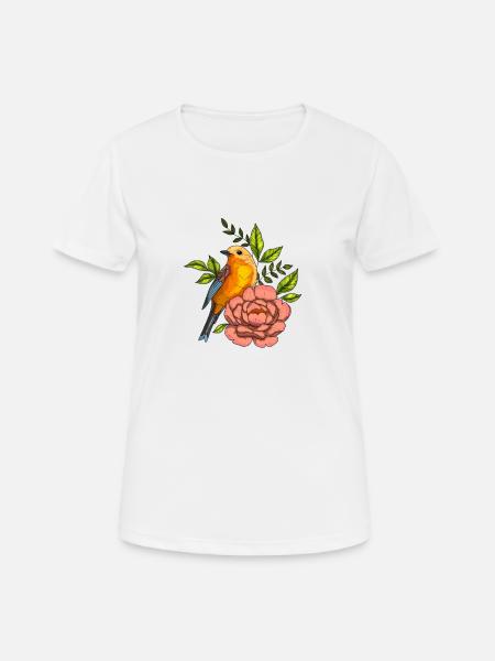 Bird in flowers, nature - Women's Breathable T-Shirt - white