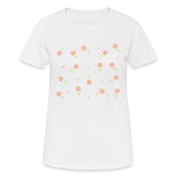 Rosa Blumen - Frauen T-Shirt atmungsaktiv - Weiß - Vorne - AI Model Female 172 dark (172cm)