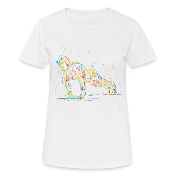Abstrakter Mann beim Liegestütz - Frauen T-Shirt atmungsaktiv - Weiß - Vorne - AI Model Female 172 dark (172cm)
