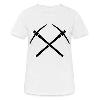 schwarz 2 kreuz logo pickaxe spitzhacke abbauen be - Frauen T-Shirt atmungsaktiv - Weiß - Vorne - AI Model Female 172 dark (172cm)
