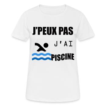 Humour piscine - T-shirt respirant Femme - blanc - Devant - AI Model Female 172 dark (172cm)