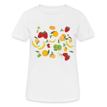 Früchte & Früchte - Erdbeere und Banane - Frauen T-Shirt atmungsaktiv - Weiß - Vorne - AI Model Female 172 dark (172cm)
