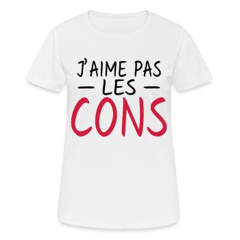 j'aime pas les cons - humour - T-shirt respirant Femme - blanc - Devant - AI Model Female 172 dark (172cm)