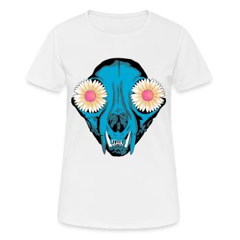 Dark Tier Hund Schädel Skull Fantasy Grufti Gothic - Frauen T-Shirt atmungsaktiv - Weiß - Vorne - AI Model Female 172 dark (172cm)