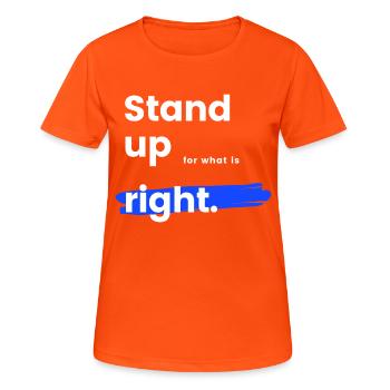 Stand up - Frauen T-Shirt atmungsaktiv - Neonorange - Vorne - AI Model Female 172 dark (172cm)
