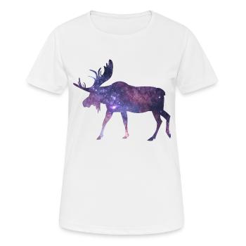 Elch Weltraum Universum Sterne Himmel - Frauen T-Shirt atmungsaktiv - Weiß - Vorne - AI Model Female 172 dark (172cm)