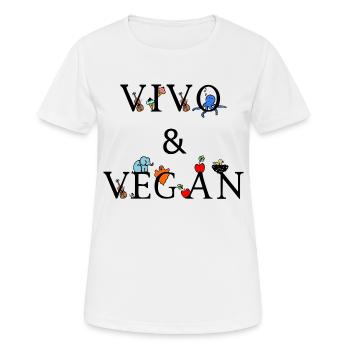 Vivo & Vegan - Frauen T-Shirt atmungsaktiv - Weiß - Vorne - AI Model Female 172 dark (172cm)