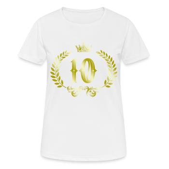 10 Zahl Kranz - Frauen T-Shirt atmungsaktiv - Weiß - Vorne - AI Model Female 172 dark (172cm)