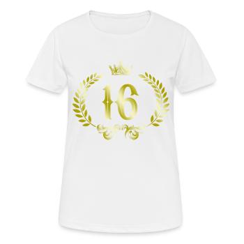 16 Couronne de chiffres - T-shirt respirant Femme - blanc - Devant - AI Model Female 172 dark (172cm)