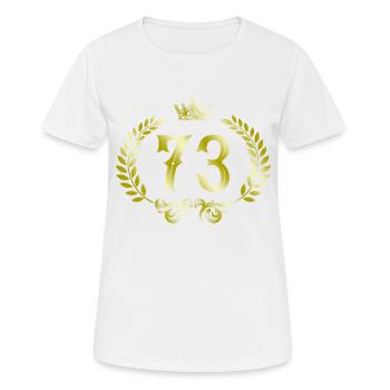 73 Zahl Kranz - Frauen T-Shirt atmungsaktiv - Weiß - Vorne - AI Model Female 172 dark (172cm)