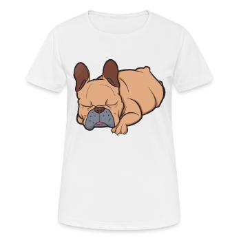 Schlafende Französische Bulldogge Faulenzer - Frauen T-Shirt atmungsaktiv - Weiß - Vorne - AI Model Female 172 dark (172cm)
