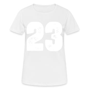 23 Maillot numéro - T-shirt respirant Femme - blanc - Devant - AI Model Female 172 dark (172cm)