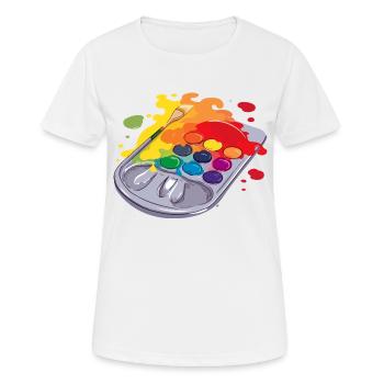 Palette de peinture n°2 - T-shirt respirant Femme - blanc - Devant - AI Model Female 172 dark (172cm)