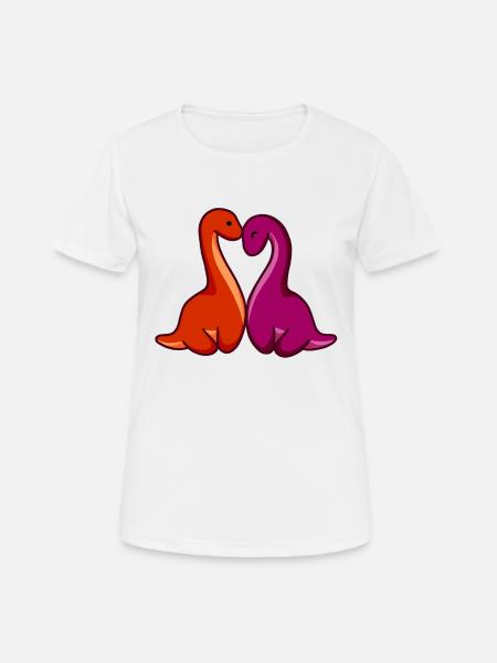 Couple lesbien hugadino, dinosaure mignon, Dino - T-shirt respirant Femme - blanc