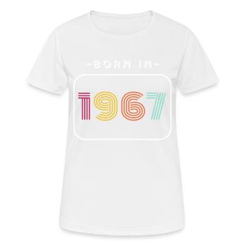 Date de naissance vintage 1967 - T-shirt respirant Femme - blanc - Devant - AI Model Female 172 dark (172cm)
