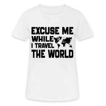 Excuse Me While I Travel The World-Camping 2024 - T-shirt respirant Femme - blanc - Devant - AI Model Female 172 dark (172cm)