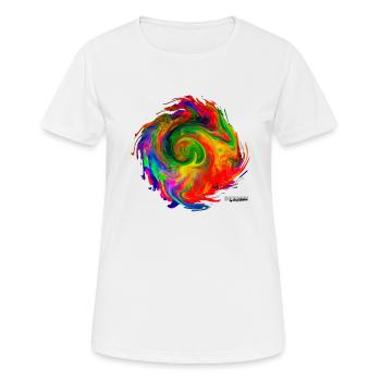 "Tornado2.4" by Acryl Galerie & Design - Frauen T-Shirt atmungsaktiv - Weiß - Vorne - AI Model Female 172 dark (172cm)