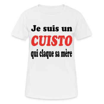 JE SUIS UN CUISTO QUI CLAQUE SA MERE - T-shirt respirant Femme - blanc - Devant - AI Model Female 172 dark (172cm)