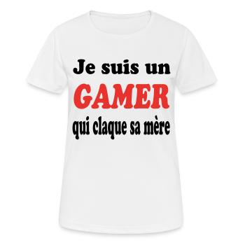 JE SUIS UN GAMER QUI CLAQUE SA MERE - T-shirt respirant Femme - blanc - Devant - AI Model Female 172 dark (172cm)