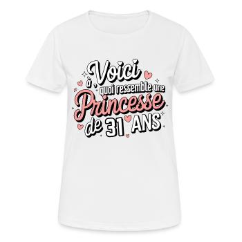 Princesse de 31 Ans - T-shirt respirant Femme - blanc - Devant - AI Model Female 172 dark (172cm)