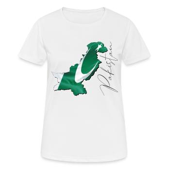 Drapeau du Pakistan sur la carte du Pakistan - T-shirt respirant Femme - blanc - Devant - AI Model Female 172 dark (172cm)