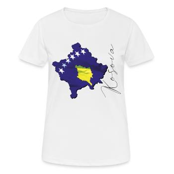 Drapeau du Kosovo sur la carte du Kosovo XK - T-shirt respirant Femme - blanc - Devant - AI Model Female 172 dark (172cm)