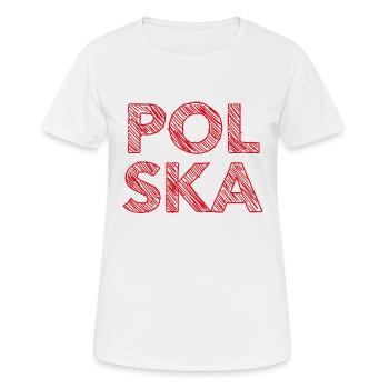 Lettrage Polska - Polen - Pologne - T-shirt respirant Femme - blanc - Devant - AI Model Female 172 dark (172cm)