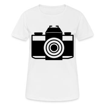Appareil photo - T-shirt respirant Femme - blanc - Devant - AI Model Female 172 dark (172cm)