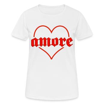 amore with heart - Women's Breathable T-Shirt - white - Front - AI Model Female 172 dark (172cm)