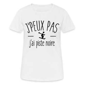 Je peux pas j'ai piste noire - T-shirt respirant Femme - blanc - Devant - AI Model Female 172 dark (172cm)