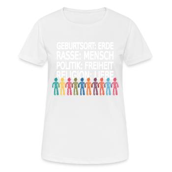 Gegen Rassismus - Frauen T-Shirt atmungsaktiv - Weiß - Vorne - AI Model Female 172 dark (172cm)