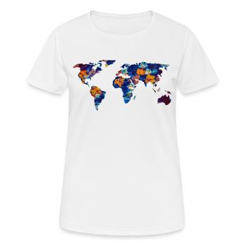 Weltkarte - Frauen T-Shirt atmungsaktiv - Weiß - Vorne - AI Model Female 172 dark (172cm)
