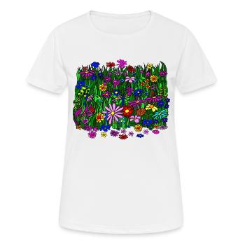 Flower meadow: beautiful, colorful flowers - Women's Breathable T-Shirt - white - Front - AI Model Female 172 dark (172cm)