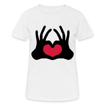 form umriss 2 haende paar team hand zeichen halbes - Frauen T-Shirt atmungsaktiv - Weiß - Vorne - AI Model Female 172 dark (172cm)