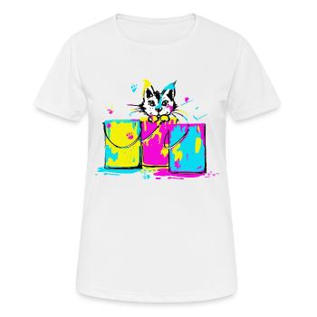 Katze in Farbe Topf - Frauen T-Shirt atmungsaktiv - Weiß - Vorne - AI Model Female 172 dark (172cm)