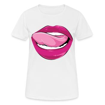 KUSSMUND - Frauen T-Shirt atmungsaktiv - Weiß - Vorne - AI Model Female 172 dark (172cm)