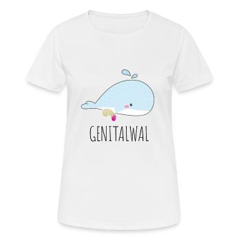 Wal mit Penis Genitalwal Geschenk - Frauen T-Shirt atmungsaktiv - Weiß - Vorne - AI Model Female 172 dark (172cm)