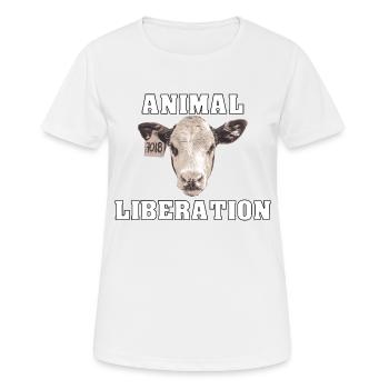 Animal Liberation Kalb - Frauen T-Shirt atmungsaktiv - Weiß - Vorne - AI Model Female 172 dark (172cm)