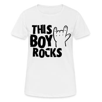 This Boy rocks - Frauen T-Shirt atmungsaktiv - Weiß - Vorne - AI Model Female 172 dark (172cm)