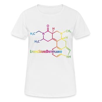 LSD Strukturformel bunter Regenbogen Drogen Rausch - Frauen T-Shirt atmungsaktiv - Weiß - Vorne - AI Model Female 172 dark (172cm)