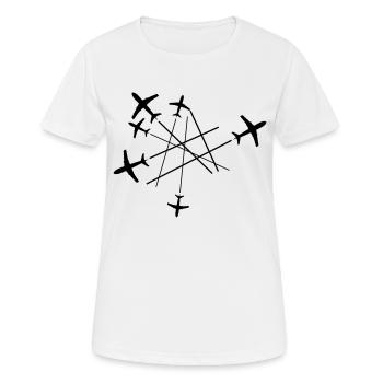 chemtrails nombreuses lignes top down avion voler - T-shirt respirant Femme - blanc - Devant - AI Model Female 172 dark (172cm)
